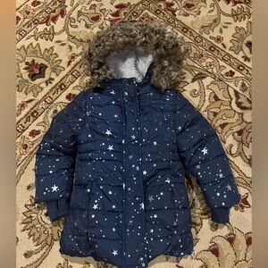 Toddler Girl Navy Blue Stars Puffer Jacket